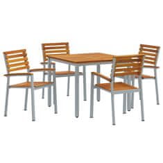 Vidaxl Komplet za jedilnico v vrtu 5 pcs Siva in rjava 90 x 90 x 75 cm