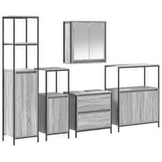Vidaxl Komplet pohištva za kopalnico 5 pcs Siva 76,5 x 35 x 95 cm