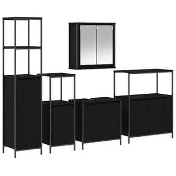 Vidaxl Komplet pohištva za kopalnico 5 pcs Črni hrast 36 x 35 x 165 cm