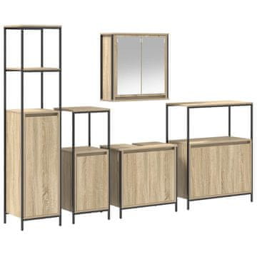 Vidaxl Komplet pohištva za kopalnico 5 pcs Sonoma hrast in črna