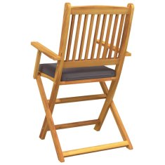 Vidaxl Zložljiva stolica z blazino 4 pcs Siva 49 x 57.5 x 92cm