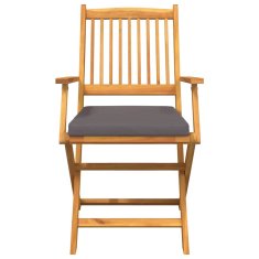 Vidaxl Zložljiva stolica z blazino 4 pcs Siva 49 x 57.5 x 92cm