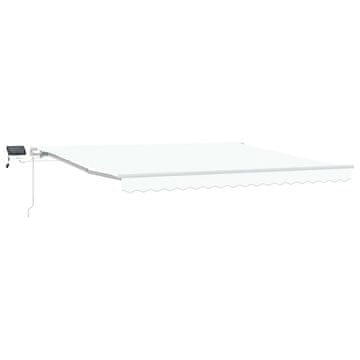 Vidaxl Vlečna tenda Bela 400 × 300 cm Tkanina in aluminij