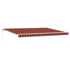 Vidaxl Ročna tenda 4,5 x 3,5 m Oranžne in rjave črte 100% poliester