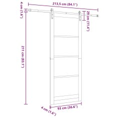 Vidaxl Drsna vrata Naravna in črna 93 x 232 cm