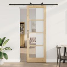 Vidaxl Drsna vrata ORKDAL Rjava 78 x 232 cm Les in kovina