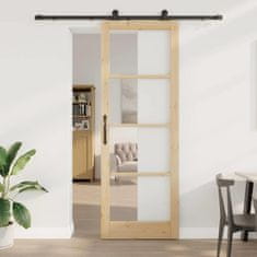 Vidaxl Drsna vrata ORKDAL Rjava 83 x 232 cm Les in kovina