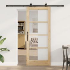 Vidaxl Drsna vrata ORKDAL Rjava 83 x 202 cm Les in kovina
