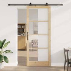 Vidaxl Drsna vrata ORKDAL Rjava 93 x 232 cm Les in kovina