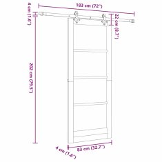 Vidaxl Drsna vrata Bela in črna 83 x 202 cm