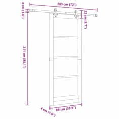 Vidaxl Drsna vrata Bela 86 x 211 cm Masivna borova drevesa in jeklo