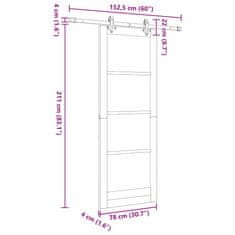 Vidaxl Bela drsna vrata s kompletom strojne opreme 78x211 cm iz masivnega lesa bor