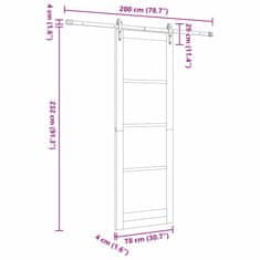 Vidaxl Drsna vrata Bela in črna 78 x 232 cm Trd borov les in jeklo