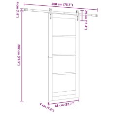 Vidaxl Drsna vrata Bela in črna 83 x 202 cm Trd borov les in jeklo