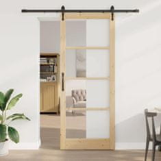 Vidaxl Drsna vrata Rjava 93 x 232 cm Les in kovina