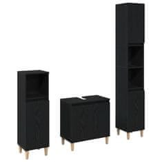 Vidaxl Komplet pohištva za kopalnico 3 pcs Črna 30 x 30 x 180 cm