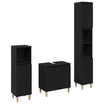 Vidaxl Komplet pohištva za kopalnico 3 pcs Črna 30 x 30 x 180 cm