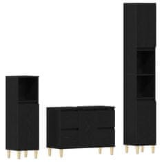 Vidaxl Komplet pohištva za kopalnico 3 pcs Črna 30 x 30 x 180 cm