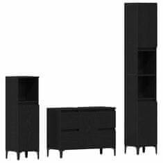 Vidaxl Komplet pohištva za kopalnico 3 pcs Črna 30 x 30 x 180 cm