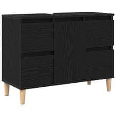 Vidaxl Omarica za umivalnik Črni hrast 80 x 33 x 60 cm Konstruiran les