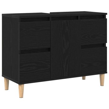 Vidaxl Omarica za umivalnik Črni hrast 80 x 33 x 60 cm Konstruiran les