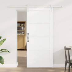Vidaxl Drsna vrata Bela 86 x 198,5 cm Masivna borova drevesa in jeklo