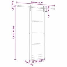 Vidaxl Drsna vrata Bela 78 x 232 cm Masivna borova drevesa in jeklo