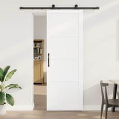Vidaxl Drsna vrata Bela in črna 83 x 232 cm Trden borov les in jeklo