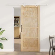 Vidaxl Drsna vrata Bela 83 x 202 cm Masivna borova drevesa in jeklo