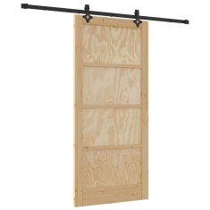 Vidaxl Komplet drsnih vrat ORKDAL Naravna in črna 93 x 202 cm