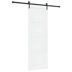 Vidaxl Drsna vrata Bela in črna 83 x 232 cm Trd borov les in jeklo