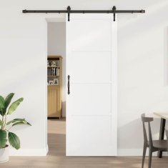 Vidaxl Drsna vrata Bela in črna 83 x 232 cm Trd borov les in jeklo