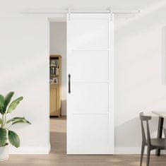 Vidaxl Drsna vrata Bela 78 x 232 cm Trd borov les in jeklo