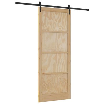 Vidaxl Drsna vrata ORKDAL Rjava 93 x 232 cm Trdna borovina