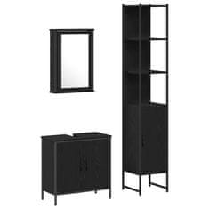 Vidaxl Komplet pohištva za kopalnico 3 pcs Črna 33 x 33 x 185.5 cm