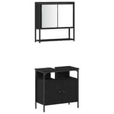 Vidaxl Komplet pohištva za kopalnico 3 pcs Črna 33 x 33 x 120,5 cm