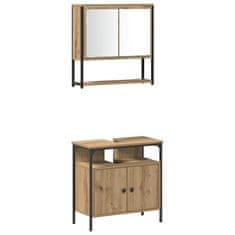 Vidaxl Komplet pohištva za kopalnico 3 pcs Rjava 33 x 33 x 120,5 cm