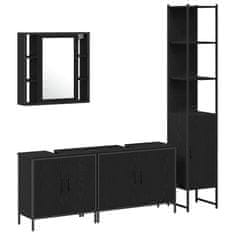 Vidaxl Komplet pohištva za kopalnico 4 pcs Črna 33 x 33 x 185.5 cm