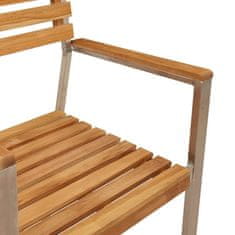 Vidaxl Vrtnim jedilnim setom 7 pcs Trdo teakovo les in nerjavno jeklo