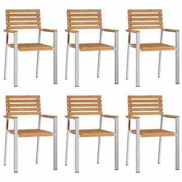 Vidaxl Vrtni Stol 6 pcs Olje naravno 56 x 54,5 x 87 cm Trden tikov les