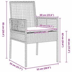 Vidaxl Komplet za jedilnico v vrtu z blazino 3 pcs Črna Poly ratan