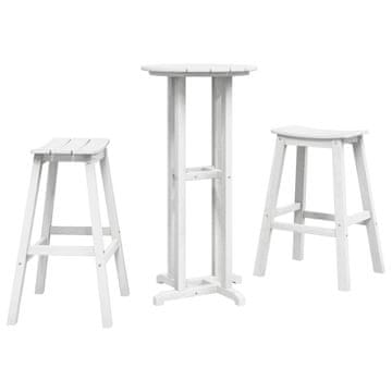 Vidaxl Set barskih stolov za vrt 3 pcs Bela HDPE