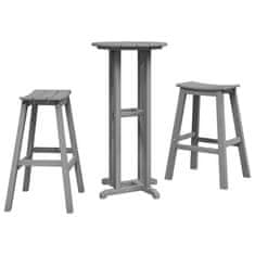 Vidaxl 3-delni vrtni bar set svetlo siv HDPE