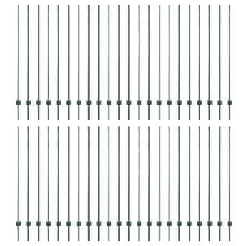 Vidaxl Ograjni stebri 44 pcs Zelena 200 cm Jeklo