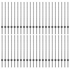 Vidaxl Ograjni stebri 88 pcs Siva 140 cm Jeklo