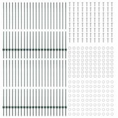Vidaxl Ograjni stebri 44 pcs Zelena 180 cm Jeklo