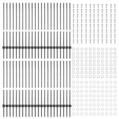 Vidaxl Ograjni stebri 88 pcs Siva 140 cm Jeklo