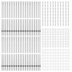 Vidaxl Ograjni stebri 88 pcs Siva 200 cm Jeklo