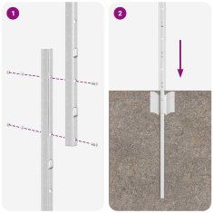 Vidaxl Ograjni stebri 44 pcs srebrna Cinkana jeklena