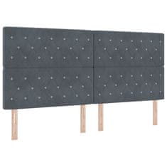 Vidaxl Konstrukcija postelje z vzglavjem Temno siva 200 x 200 cm Žamet